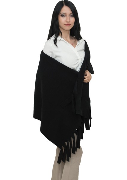 Siyah Püskülü Unisex Polar Şal fırsatları