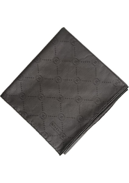 Pamuk Ipek Monogram Eşarp 3001126-KOYU Gri
