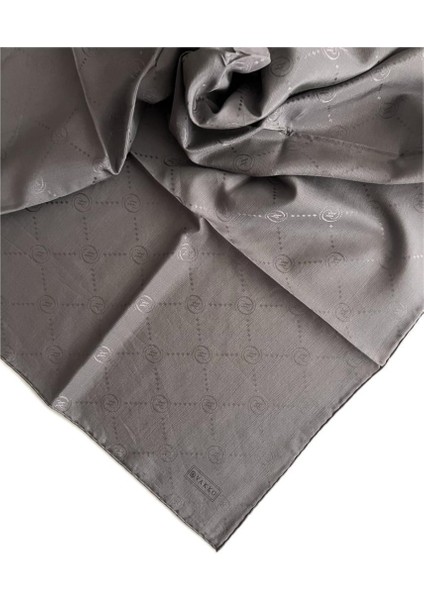 Pamuk Ipek Monogram Eşarp 3001126-KOYU Gri