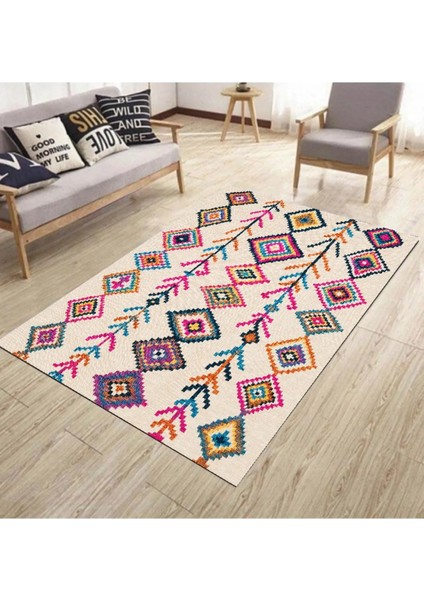 Renkli Karışık Desenli Lastikli Halı Örtüsü (Süngersiz) SZZ-992