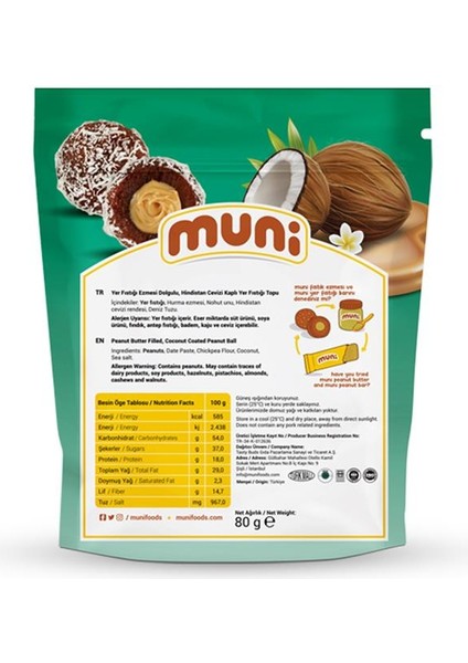 Hindistan Cevizli Yer Fıstığı Topu, 80 gr x 6 Adet indirimleri