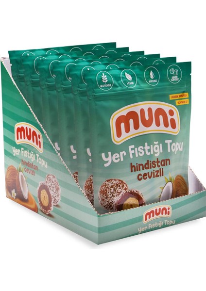 Hindistan Cevizli Yer Fıstığı Topu, 80 gr x 6 Adet