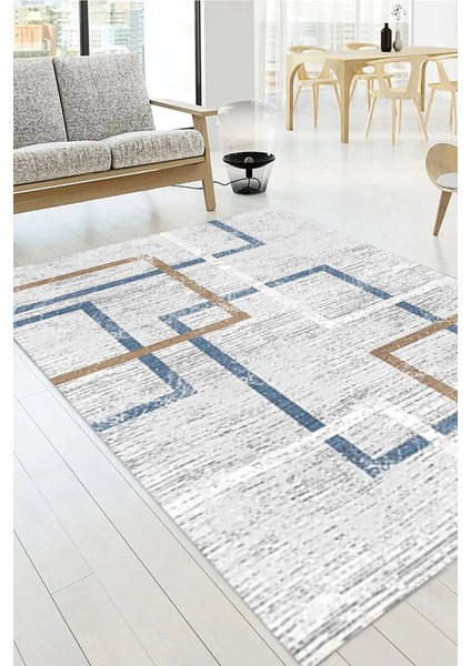 Geometrik Desenli Lastikli Halı Örtüsü HOARM-511