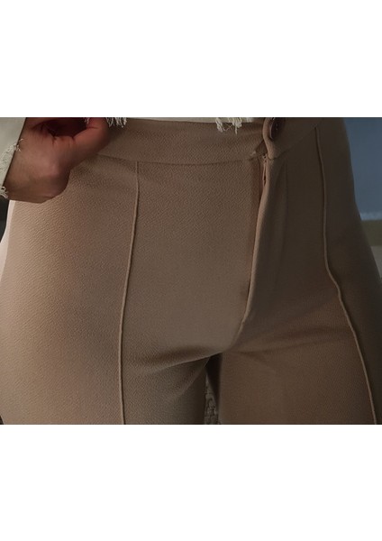 Önü Çimalı Ekstra Yüksek Bel Likralı Pantolon