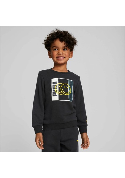 Smıleyworld Crew Çocuk Siyah Sweatshirt