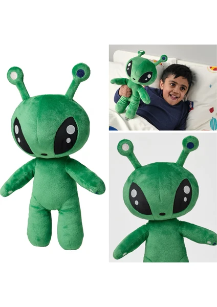 Peluş Aftonsparv 34 cm Yeşil Renk Meridyendukkan Uzaylı Alien Yumuşak Peluş Oyuncak