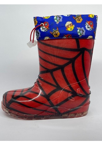 Spiderman Örümcek Adam Desenli Kırmızı Erkek Çocuk Asla Su Geçirmez Plastik Yağmur Çizmesi Bot