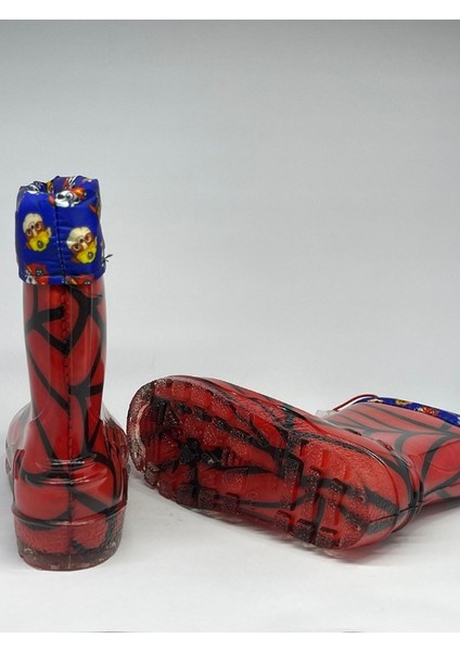 Spiderman Örümcek Adam Desenli Kırmızı Erkek Çocuk Asla Su Geçirmez Plastik Yağmur Çizmesi Bot modelleri