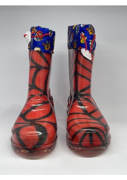 Spiderman Örümcek Adam Desenli Kırmızı Erkek Çocuk Asla Su Geçirmez Plastik Yağmur Çizmesi Bot fırsatları