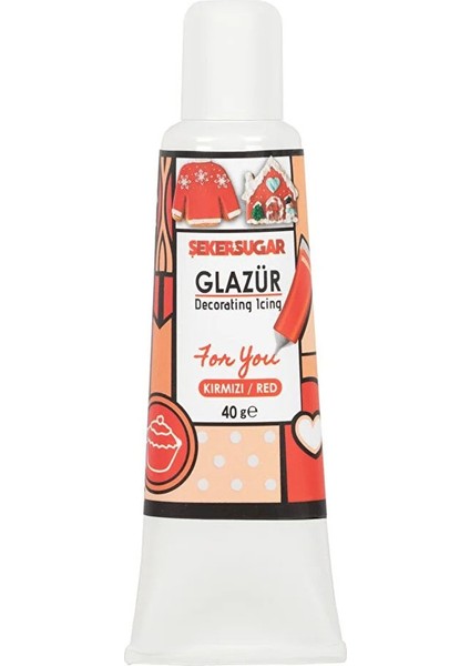 Süsleme Glazürü Kırmızı Renk 40 gr