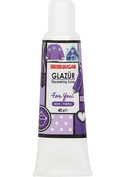 Süsleme Glazürü Mor Renk 40 gr
