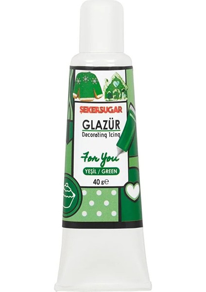 Süsleme Glazürü Yeşil Renk 40 gr