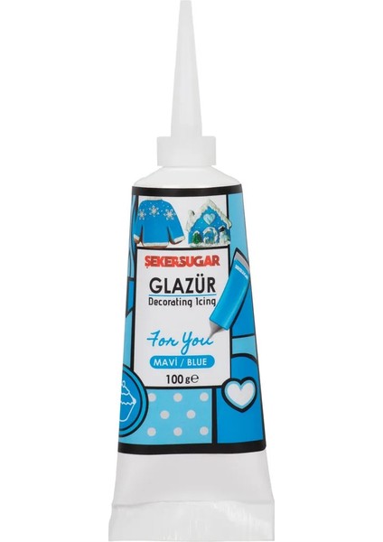Süsleme Glazürü Mavi Renk 100 gr