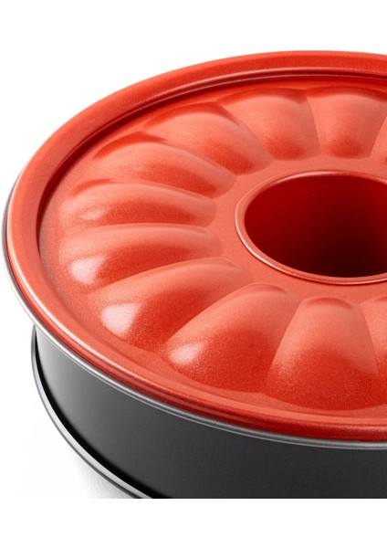 006-01-KIRMIZI-SILVER Tabanlı Kelepçeli Tüplü Yuvarlak Kek Kalıbı 28CM Kate SK90228K