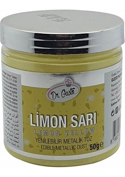 Yenilebilir Metalik Toz Gıda Boyası Limon Sarısı 50 gr