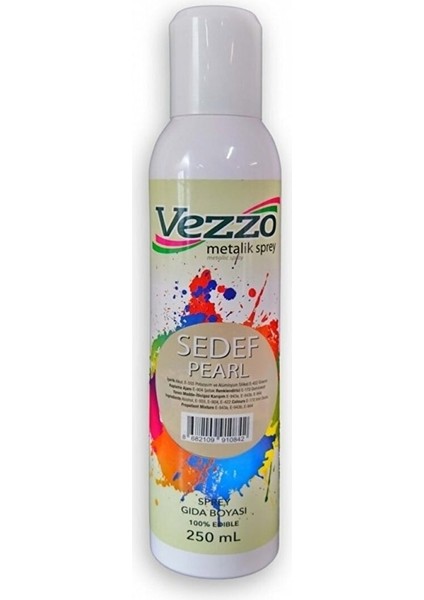 Metalik Yenilebilir Sprey Gıda Boyası Sedef 250 ml