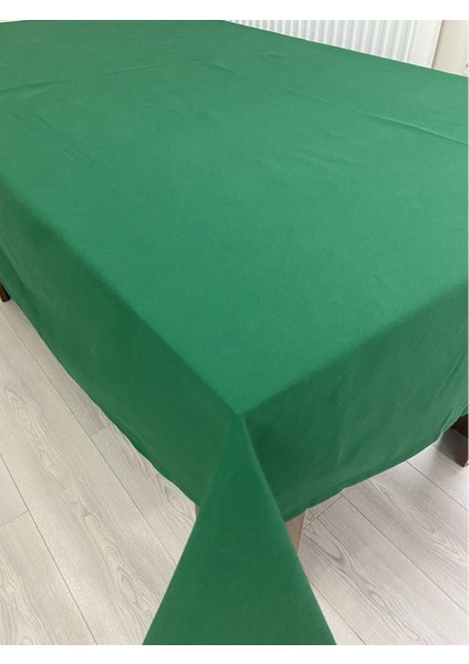 Sıvı Geçirmez Keten Dertsiz Masa Örtüsü Koyu Yeşil + 12 Peçete