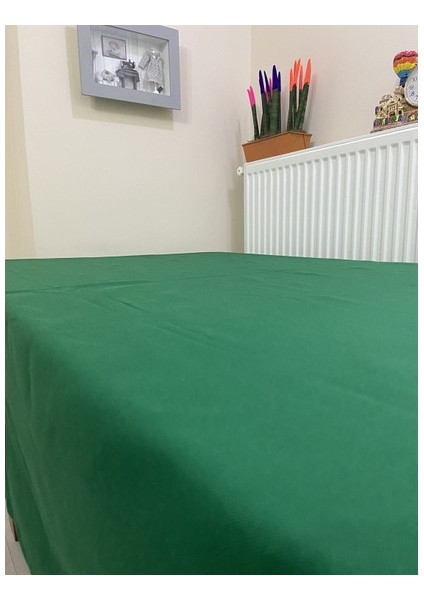 Sıvı Geçirmez Keten Dertsiz Masa Örtüsü Koyu Yeşil + 12 Peçete fırsatları