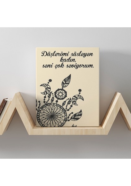 Romantik Tasarımlı Mini Kanvas Tablo - NO29 19X27.5 cm