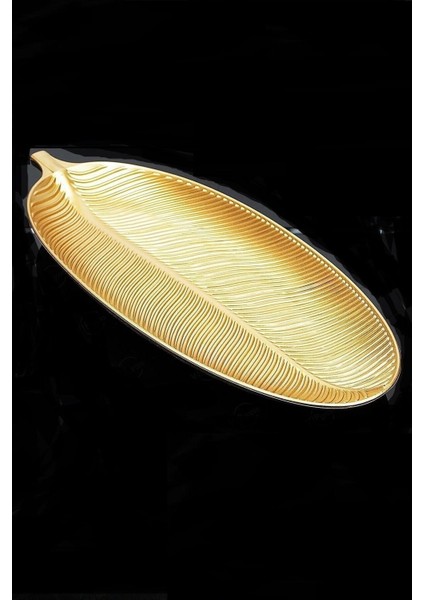 Yaprak Figürlü Lüks Meyve Çerez Kasesi Gold 40 cm