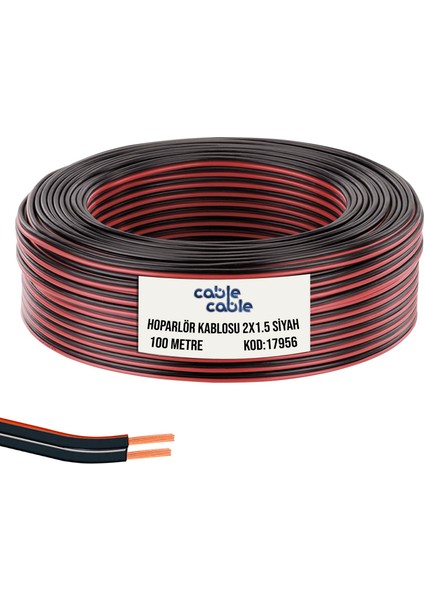 Cable Cable Hoparlör Kablosu Kordon 2x1.5 Siyah 100MT Cablecable