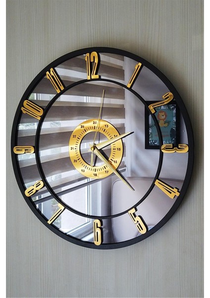 Gerçek Ayna Duvar Saati 40 cm Trend Modern Salon Füme Gold fiyatları