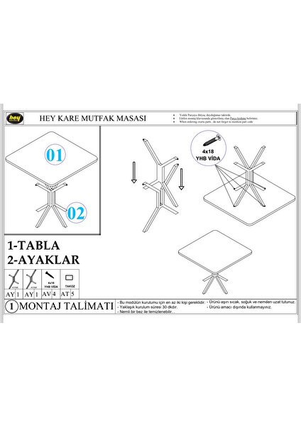 Hey Modüler Mobilya Tepe Mutfak Yemek Masası Balkon Masası Kavisli Köşe Siyah Ayak 70 cm