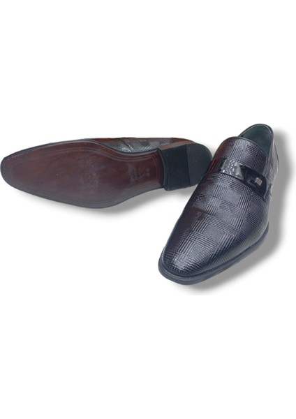 GR0076 Hakiki Lazerli Rugan Deri Lazer Kesim Erkek Klasik Ayakkabı