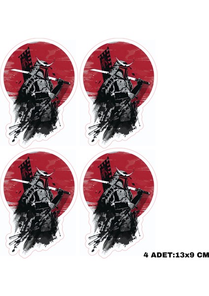 Samuray Motorsiklet Kask Telefon Sticker Çıkartma