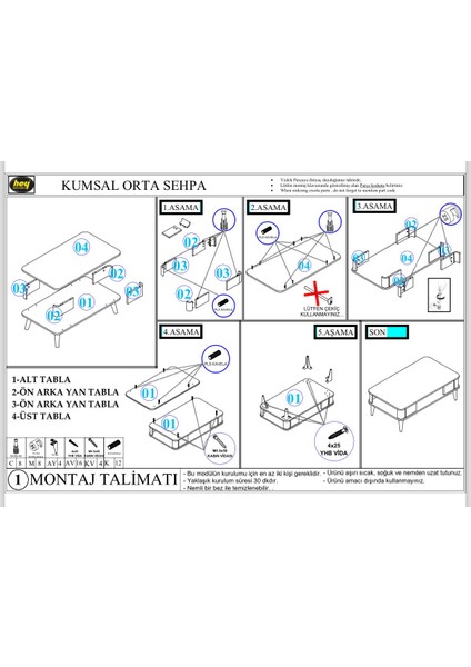 Kumsal Oval Kenar 100* 60 Orta Sehpa