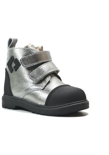 R.251 Hakiki Deri Gümüş Ortopedik Kürklü Kız Bebek Bot modelleri