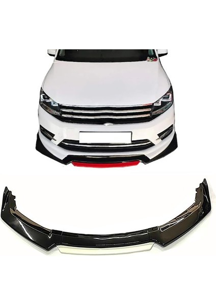 Vw Caddy Beyaz Renkli Şeritli Dilli Ön Lip 4 Prç Parlak Siyah Abs 2010-2015