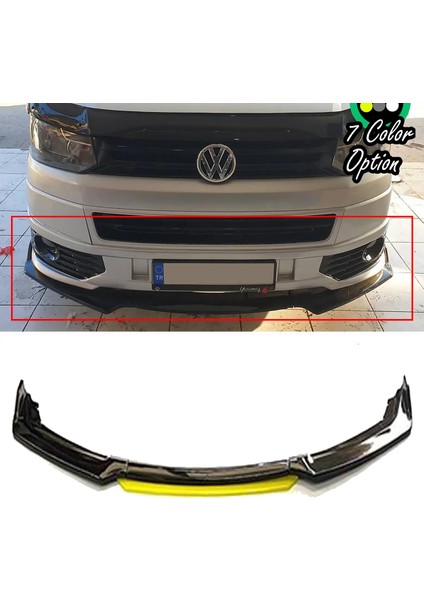 Vw Transporter Sarı Renkli Şeritli Dilli Ön Lip 4 Prç Parlak Siyah Abs 2008 - 2020
