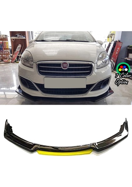 Fiat Linea Sarı Renkli Şeritli Dilli Ön Lip 4 Prç Parlak Siyah Abs 2006 - 2015
