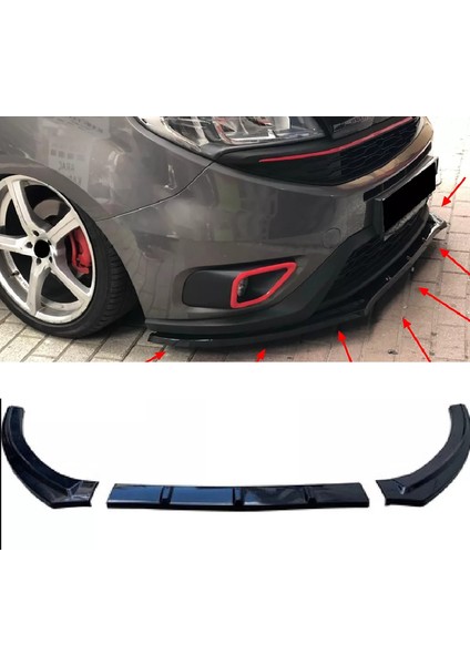 Fiat Doblo 2015-2021 Ön Lip Parlak Siyah 3 Prç Kırılmaya Dayanıklı Abs