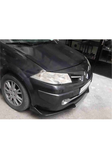 Renault Megane Mk2 Sarı Renkli Şeritli Dilli Ön Lip 4 Prç Parlak Siyah Abs 2002 - 2009