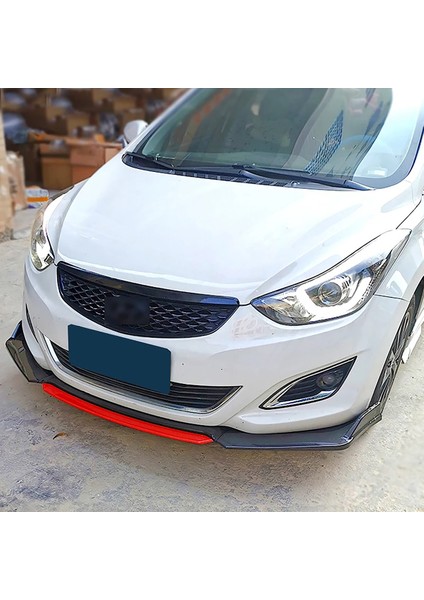 Hyundai Elantra Kırmızı Renkli Şeritli Dilli Ön Lip 4 Prç Parlak Siyah Abs modelleri