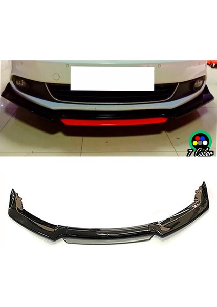 Vw Jetta Mk5 Gri Renkli Şeritli Dilli Ön Lip 4 Prç Parlak Siyah Abs 2005 -2010