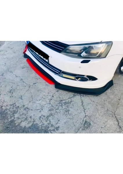Vw Jetta Mk5 Gri Renkli Şeritli Dilli Ön Lip 4 Prç Parlak Siyah Abs 2005 -2010