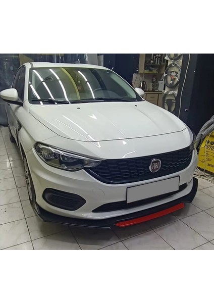 Fiat Egea Tipo Mavi Renkli Şeritli Dilli Ön Lip 4 Prç Parlak Siyah Abs