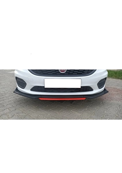 Fiat Egea Tipo Mavi Renkli Şeritli Dilli Ön Lip 4 Prç Parlak Siyah Abs