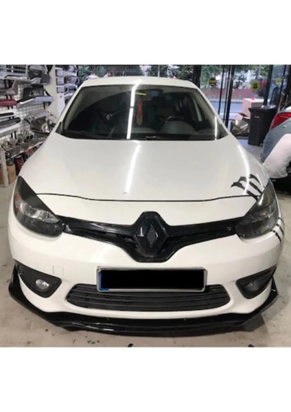 Renault Fluence Siyah Renkli Şeritli Dilli Ön Lip 4 Prç Parlak Siyah Abs 2009 - 2016 modelleri