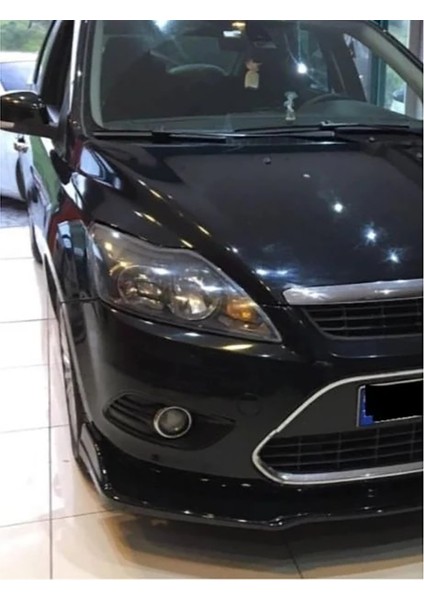 Ford Focus Mk2 Sarı Renkli Şeritli Dilli Ön Lip 4 Prç Parlak Siyah Abs 2004 - 2010