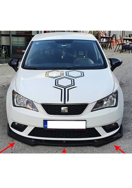 Seat Ibiza Mk4 Ön Lip Parlak Siyah 3 Prç Kulaklı Kırılmaya Dayanıklı Abs 2009 - 2016