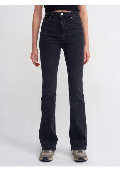 Siyah Likralı Flare Denim Pantolon-Siyah 71376 fiyatları