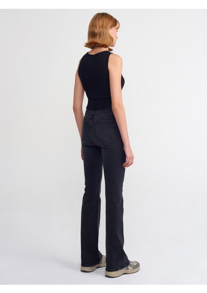 Siyah Likralı Flare Denim Pantolon-Siyah 71376 modelleri