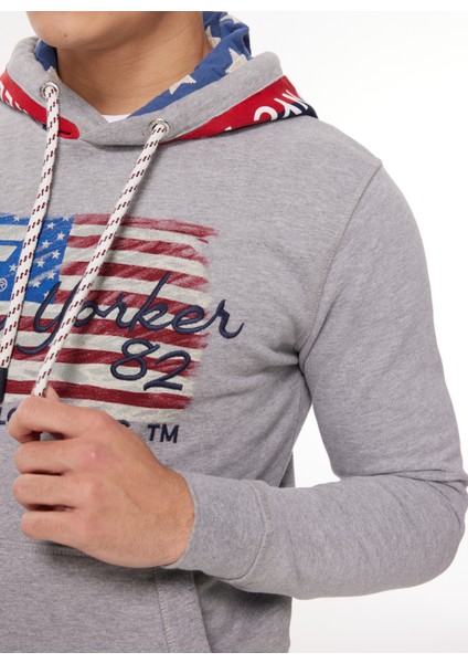 Kapüşon Yaka Gri Melanj Erkek Sweatshırt Fm23W22Fc fırsatları