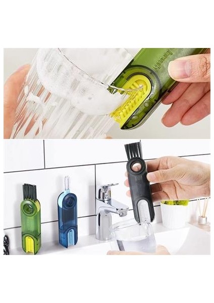 3 Fonksiyonlu Pratik Şişe Temizleme Fırçası Mutfak Banyo Araç İçin Çok Amaçlı Fırça