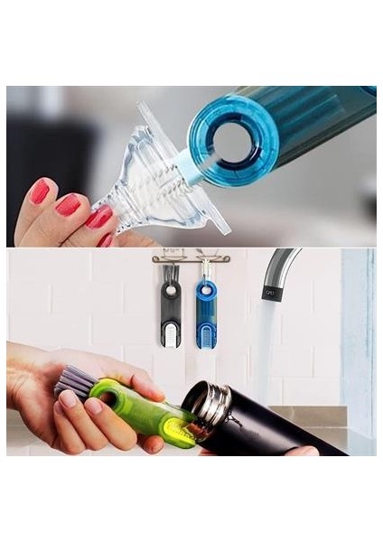3 Fonksiyonlu Pratik Şişe Temizleme Fırçası Mutfak Banyo Araç İçin Çok Amaçlı Fırça