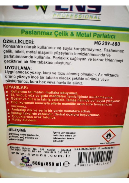 Brilante Paslanmaz Çelik Parlatıcı 750 ml